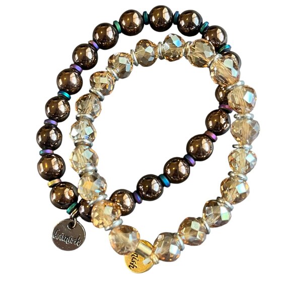 Erimish Metallics and Colorful Faceted Beaded Bracelet Stackable Logo Set - Picture 1 of 3